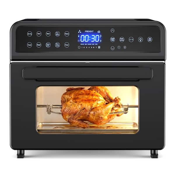 24 qt. Stainless Steel 10-in-1 Countertop Air Fryer Toaster Oven with Rotisserie, Digital Display and 6-Accessories
