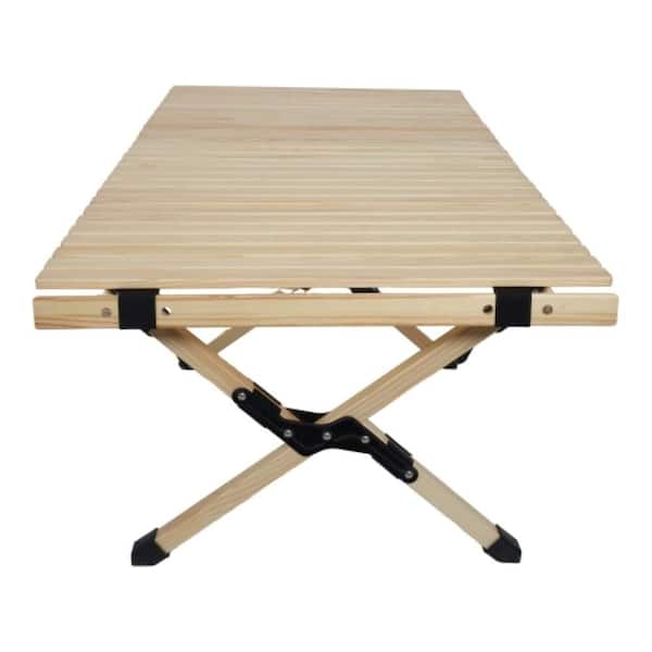 47.24 in. Natural Rectangle Wood Picnic Tables-Foldable Camping Table with X-Frame, Large Size, Portable and Stylish