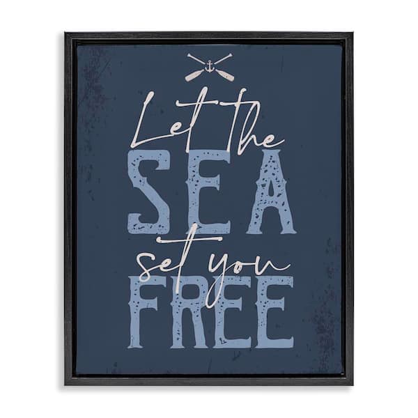 Stupell Industries Sea Set You Free by Angela Nickeas Black Floater Frame Coastal Graphic Art Print 31 in. x 25 in.