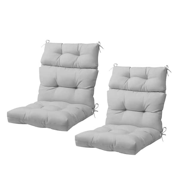 COOS BAY 22 in. x 47 in. Seat/Back Outdoor Chair Cushion, Outdoor High Back Dining Chair Cushion (2-Pack) in Light Gray