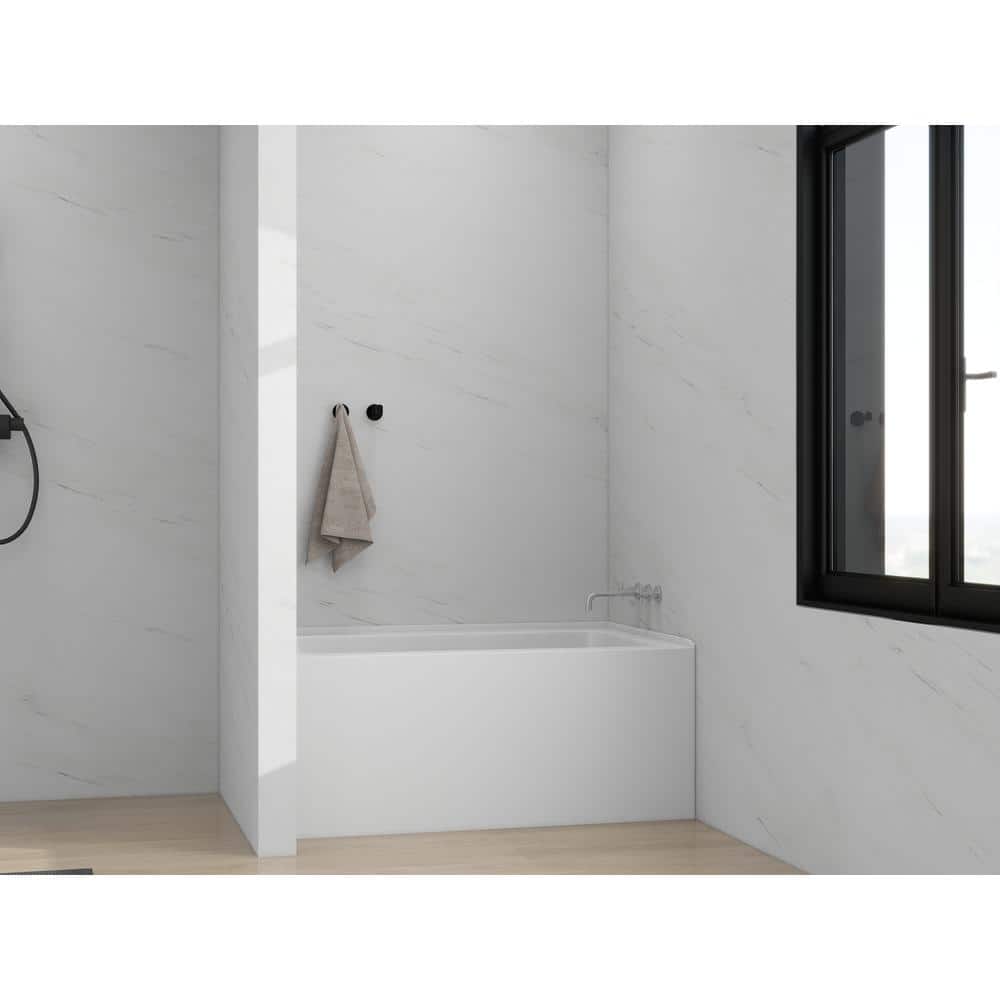 White Acrylic Alcove Soaking Bathtub with Right Drain