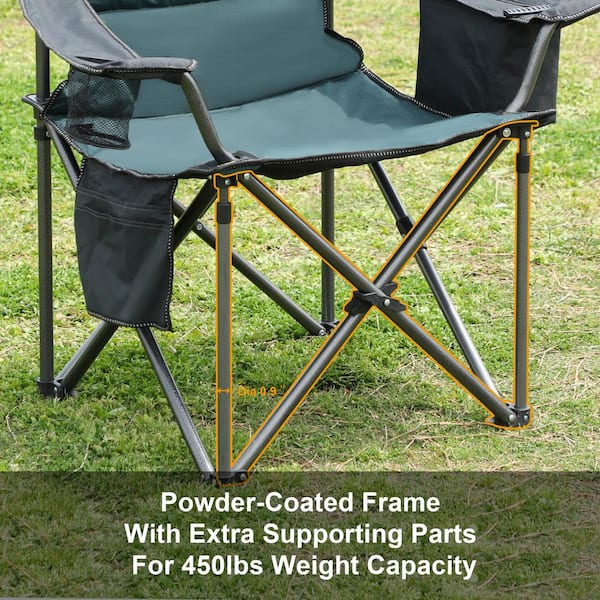 PHI VILLA Oversized Folding Camping Chair With Cooler Bag Thicken Padded  Chair Heavy-Duty THD-E01CC402-GN - The Home Depot