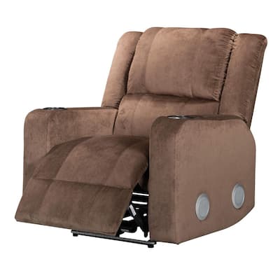 Power Recliner Chair with USB Ports, Cup Holders, Home Theater Reclining Chair, Brown High Quality Wireless Speakers