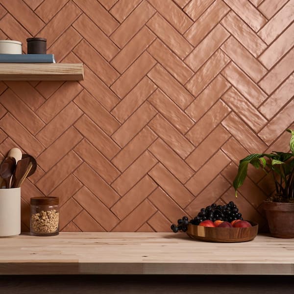 Amagansett Terracotta 3 in. x 8 in. Mixed Finish Ceramic Wall Tile (5.38 sq. ft. / Case)