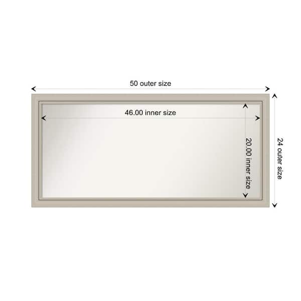 Amanti Art Romano Silver Narrow 49.75 in. x 23.75 in. Custom Non-Beveled Wood Framed Bathroom Vanity Wall Mirror