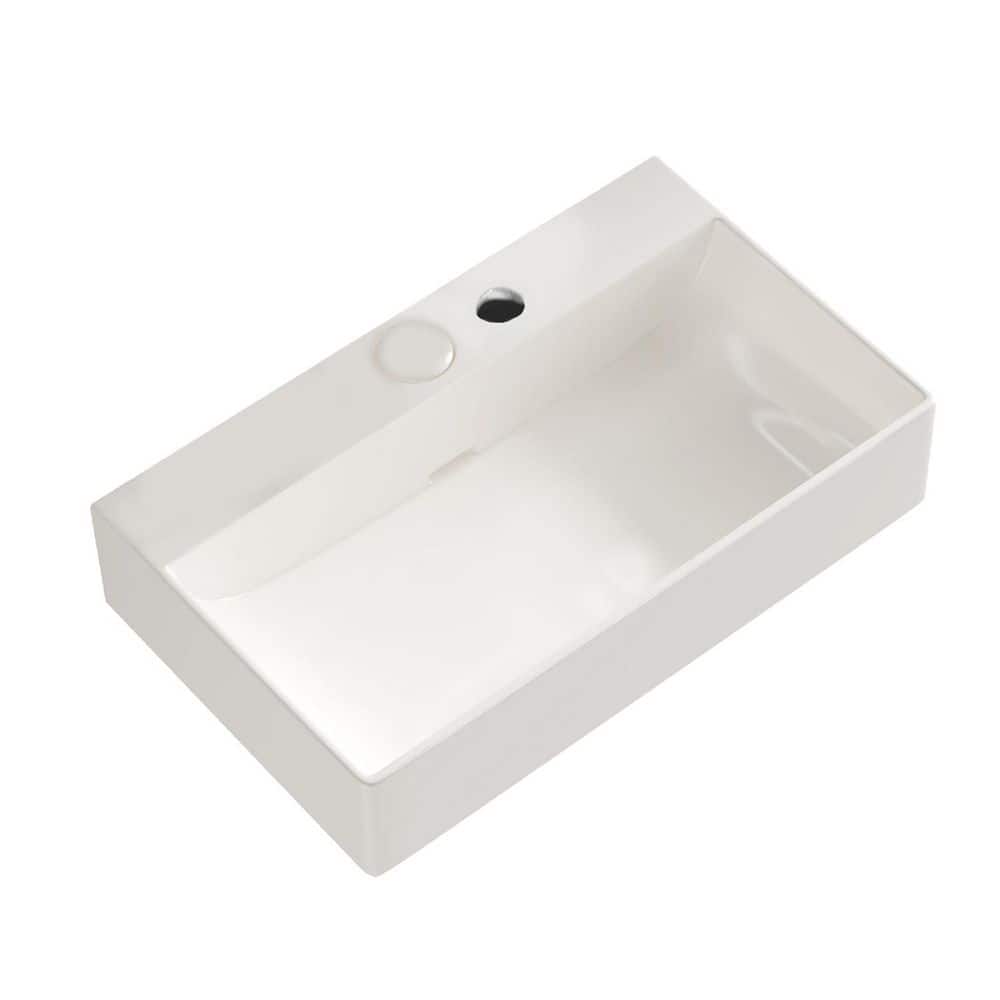 23.62 in. Drop-in Rectangular Ceramic Bathroom Sink in White with Drainer Control Button price history on PriceWatchPro