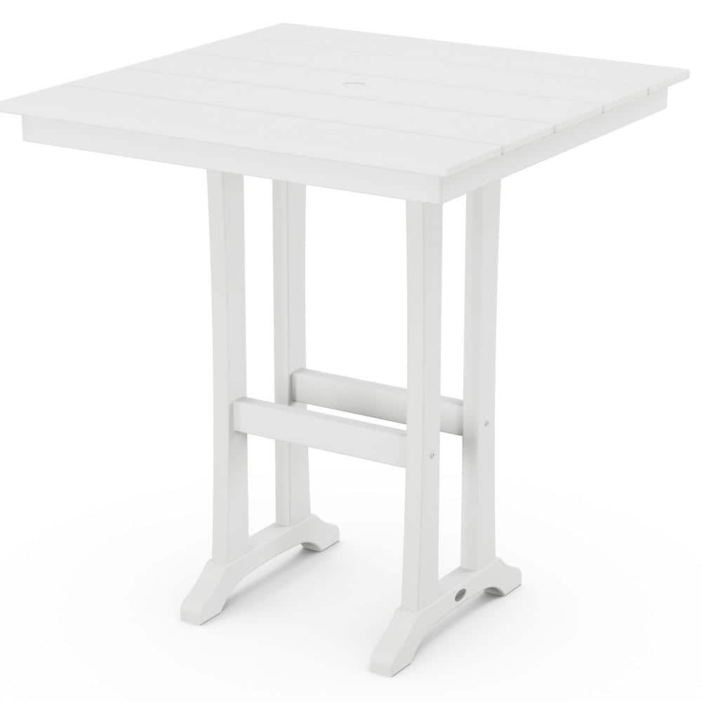 Farmhouse Trestle White HDPE Plastic 37 in. Bar Table price history on PriceWatchPro
