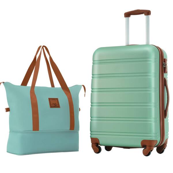 Merax 2-Piece Green ABS Hardshell 24 in. Spinner Luggage Set with Travel Bag, TSA Lock, 3-Step Telescoping Handle