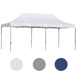 10 ft. x 20 ft. Pop Up Canopy Tent with Sidewalls Doors, Instant Tents with Wheeled Carry Bag, Height Adjustable White