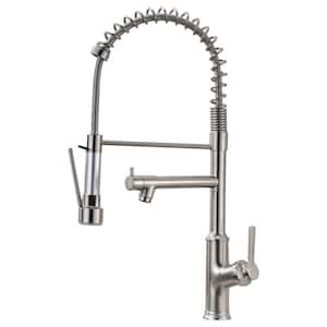 Single Handle Pull-Down Sprayer Kitchen Faucet with Lock Design in Brushed Nickel