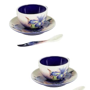 Iris Hand Painted Porcelain Cup And Saucer Set (2-Piece)