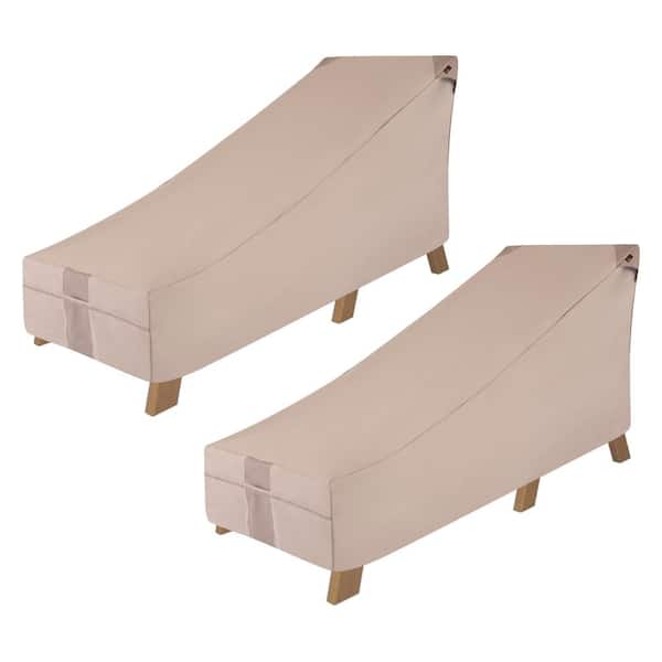 MODERN LEISURE 78 in. L x 35.5 in. W x 33 in. H, Beige Monterey Patio Day Chaise Lounge Cover, (2-Pack)