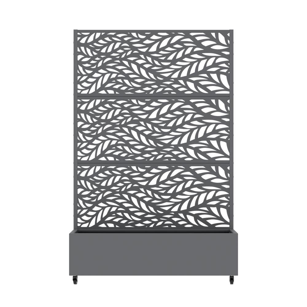 47 in. L x 16 in. W x 72 in. H Gray Square Outdoor Iron Planter Bed with Ornate Leaf Design Trellis (1-Pack) price history on PriceWatchPro
