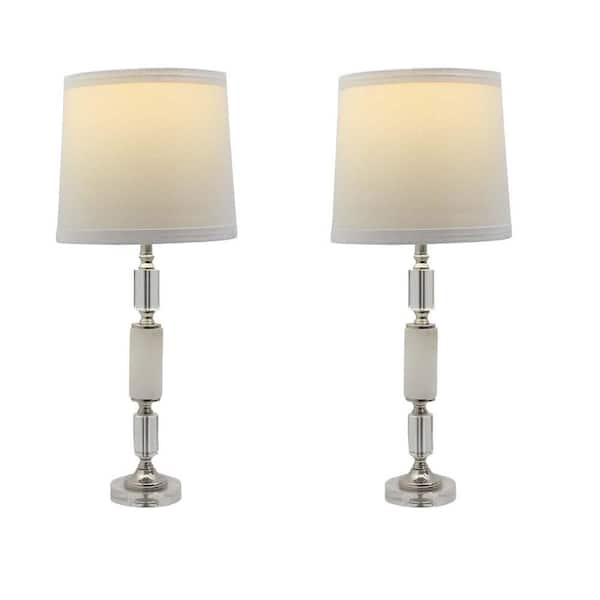 Fangio Lighting Martin Richard 30.5 in. Crystal and Polished Nickel Table Lamp (2-Pack)