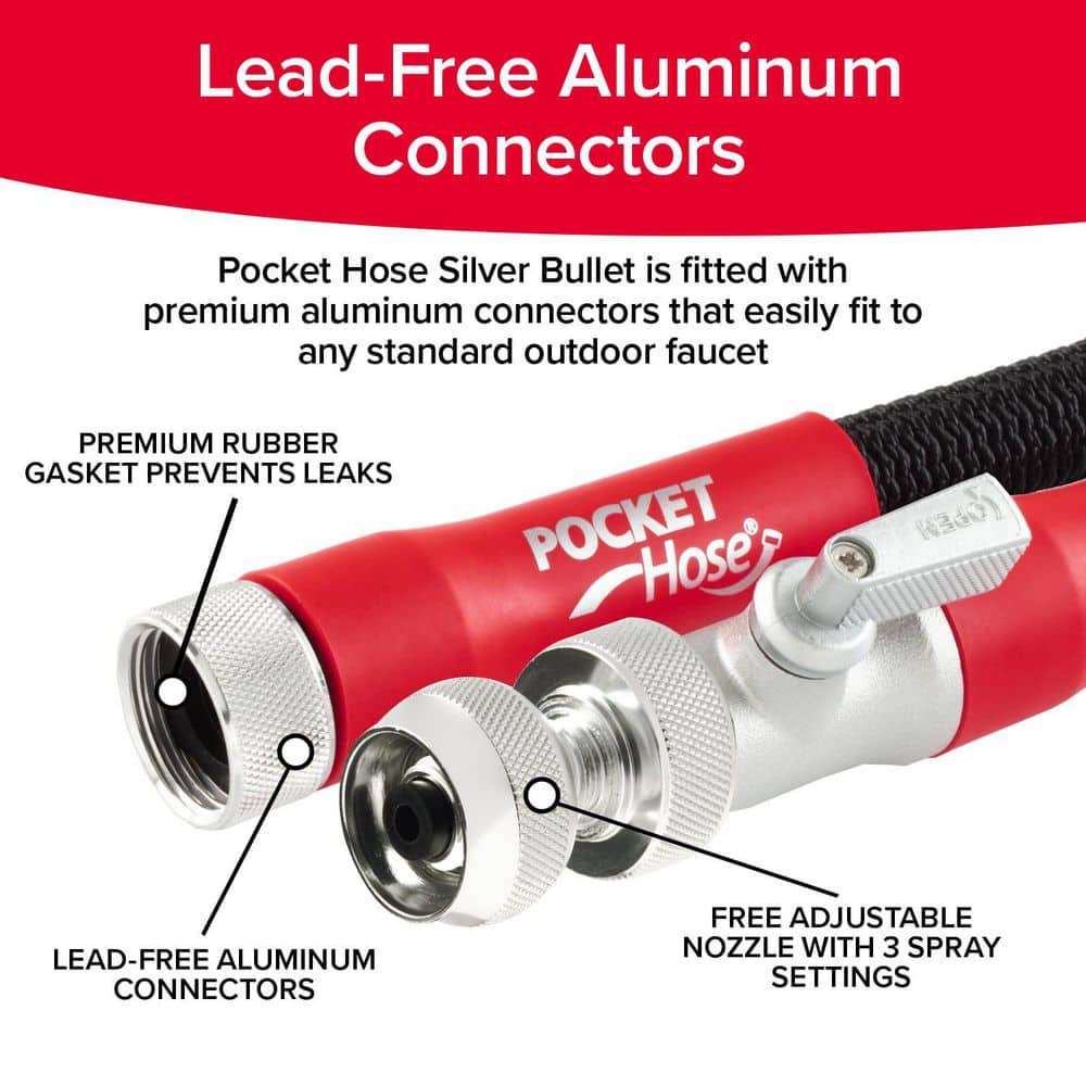 Silver Bullet 25 ft Expandable Black Hybrid Garden Hose with Turbo Shot Nozzle