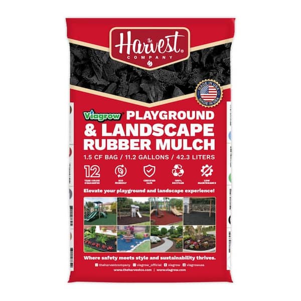 THE HARVEST COMPANY Viagrow 1.5 cu. ft. / 42.3 L Black Rubber Mini-Nuggets Bagged Mulch for Landscape and Playground (1-Pack)