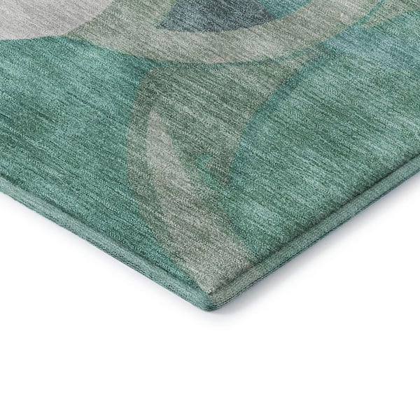 Mayfield Premium Machine Washable Abstract AMF2167 Teal 3 ft. x 5 ft. Area Rug