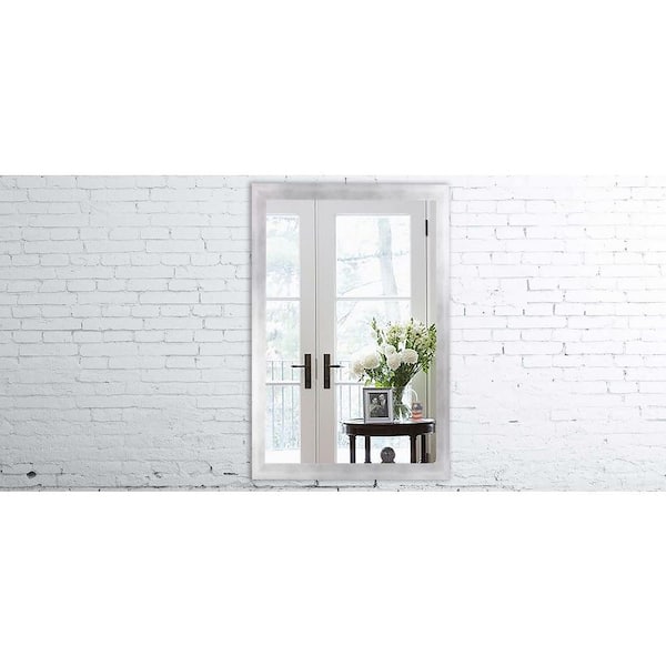 Unbranded Medium Rectangle Matte Silver Modern Mirror (32.5 in. H x 26.5 in. W)