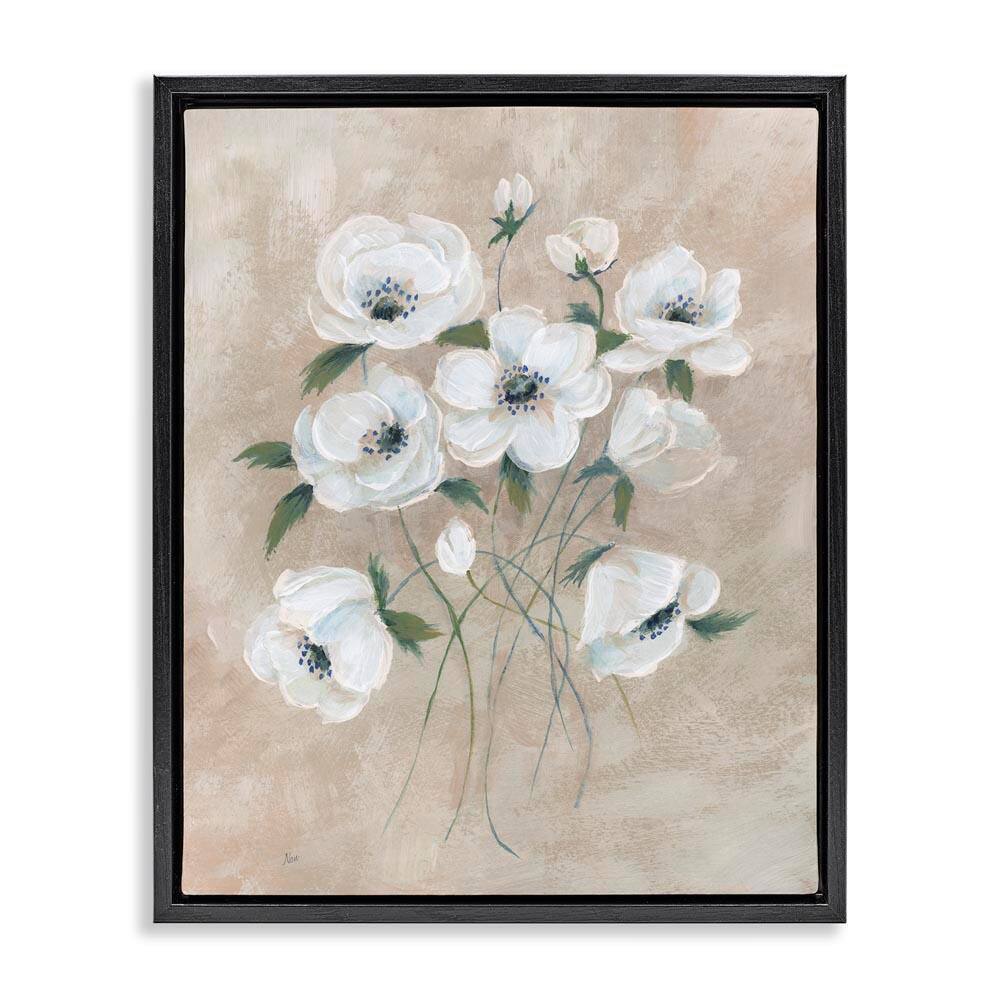 Beige Neutral Flowers by Nan Black Floater Frame Nature Graphic Art Print 31 in. x 25 in. price history on PriceWatchPro