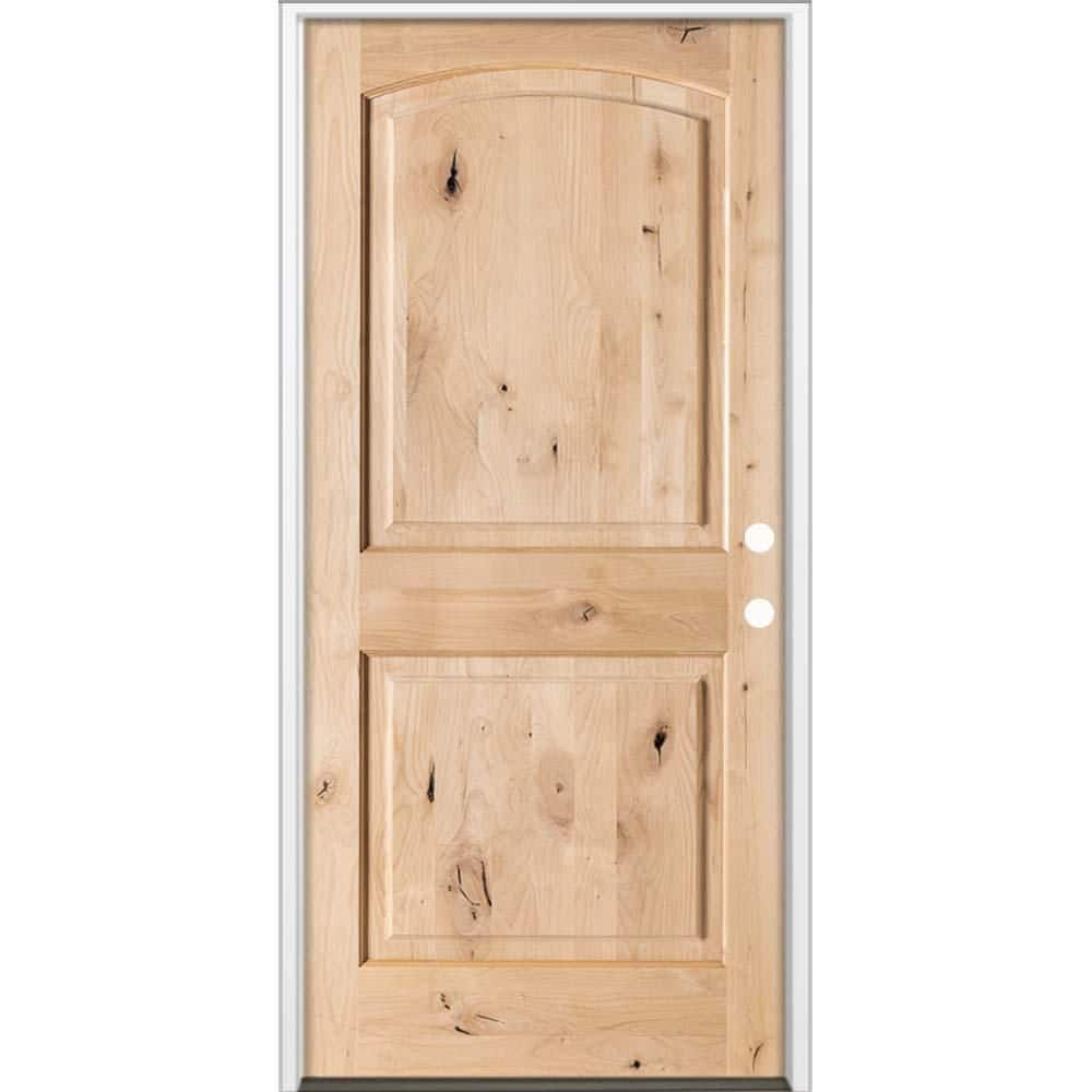30 in. x 80 in. Rustic Knotty Alder 2-Panel Arch Top Left-Hand/Inswing Unfinished Wood Prehung Front Door price history on PriceWatchPro