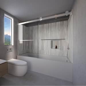 Driftwood-Tetherow 60 in. L x 36 in. W x 83 in. H Rectangular Tub/Shower Combo Unit in Chrome Right Drain