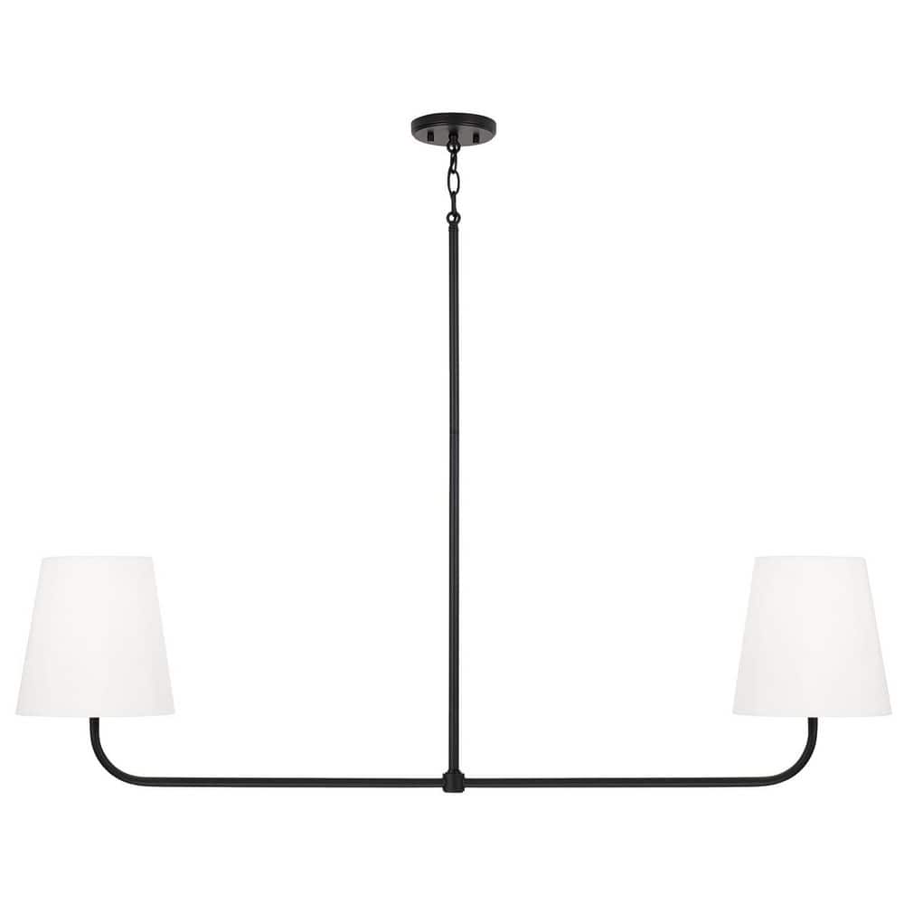 Brody 2-Light Matte Black Linear Chandelier with White Fabric Stay-Straight Shade and no bulbs included price history on PriceWatchPro