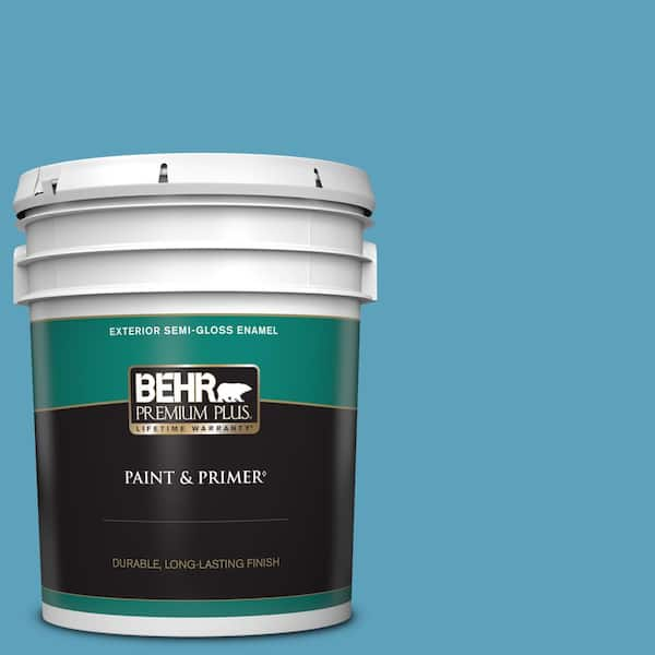 BEHR PREMIUM PLUS 5 gal. #540D-5 Tropical Splash Semi-Gloss Enamel Exterior Paint & Primer