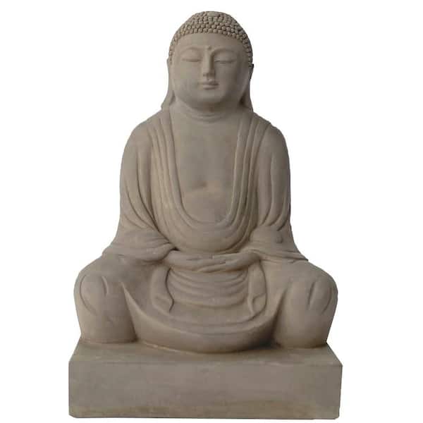 Unbranded Slate Color Concrete 9 in. H x 5.5 in. W Serene Buddha Sculpture Garden Decor or Home Decor Single Piece