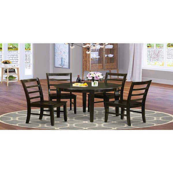 East West Furniture 5-Piece Cappuccino Solid Wood Top - Dining Room Set - Seats 4