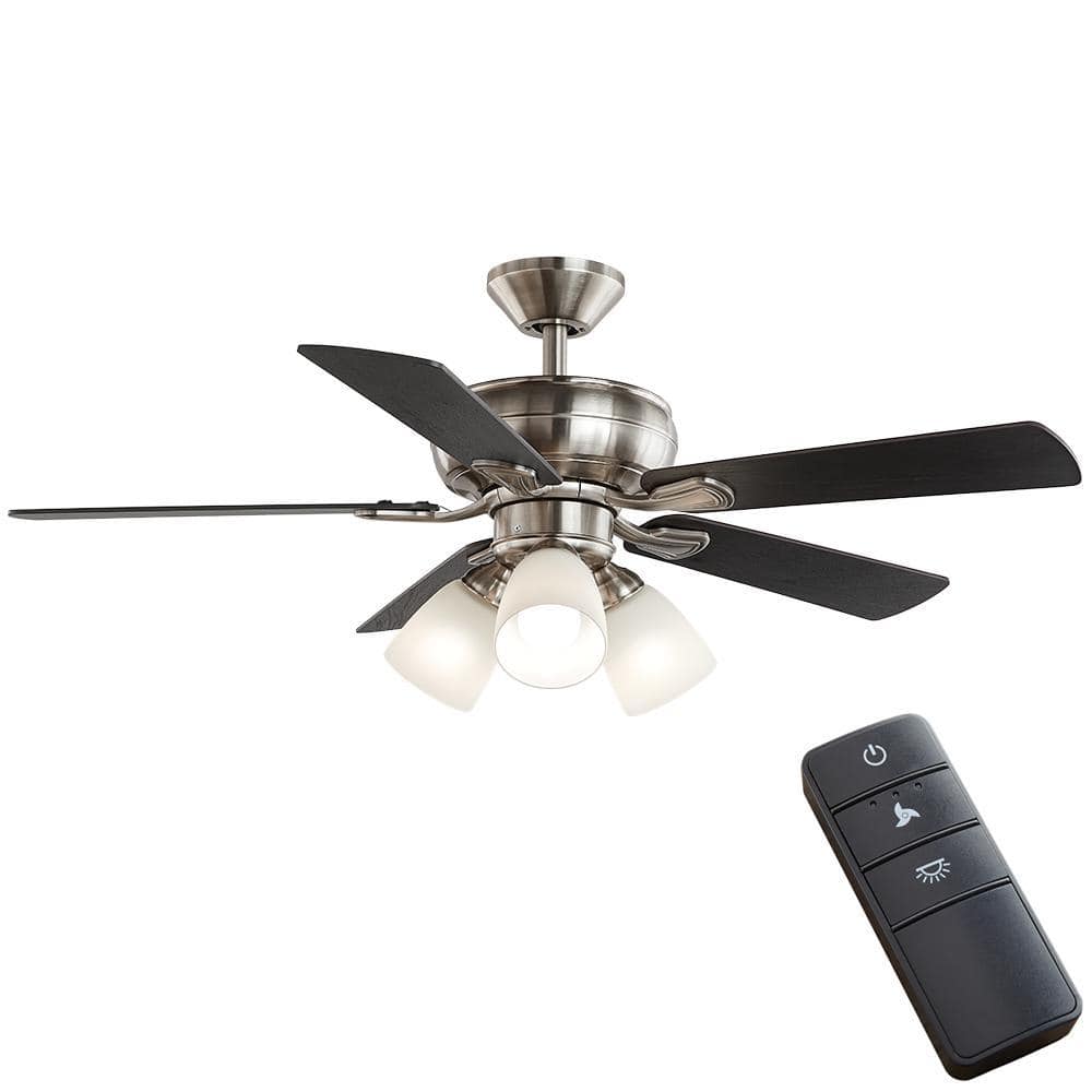 Hampton Bay Riley 44   Brushed Nickel LED Indoor Traditional 5 Reversible Blades Ceiling Fan with Light Kit