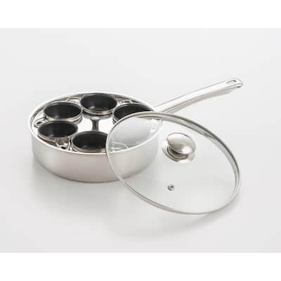 Professional 6-Cup Stainless Steel Egg Poacher with Glass Lid