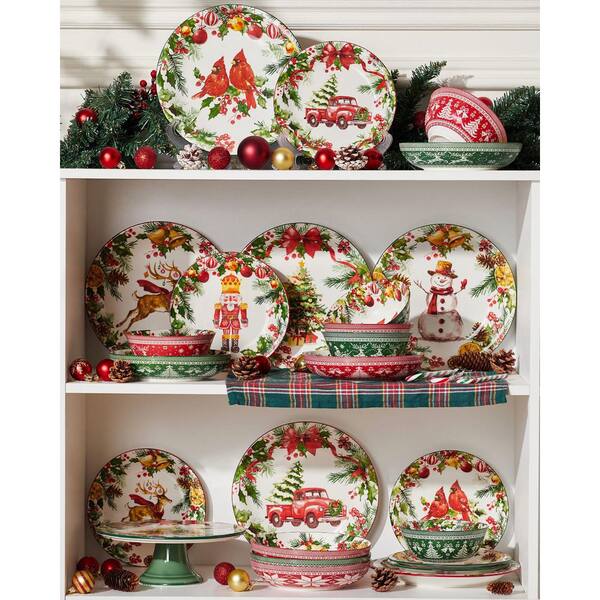 Wudkey 10 in. Multi-Color Dishwasher and Microwave Safe Christmas