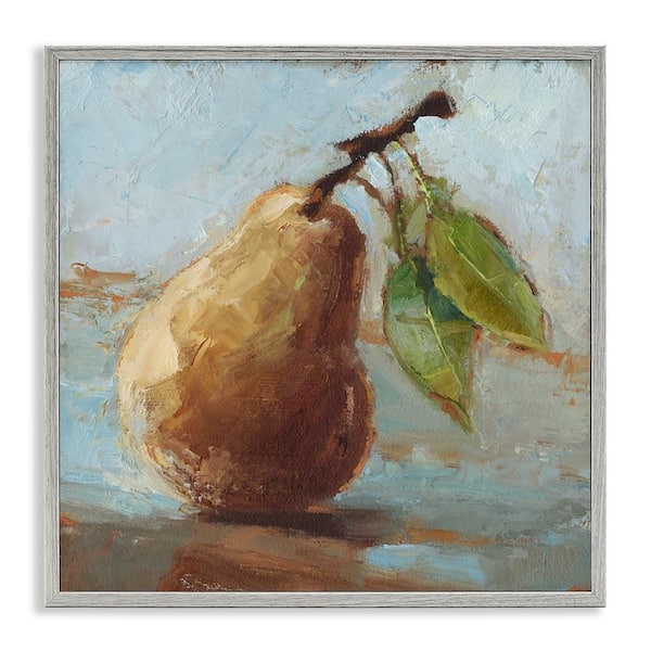 Pear Fruit Kitchen Painting by Ethan Harper Gray Framed Giclee Art Print Food 12 in. x 12 in.