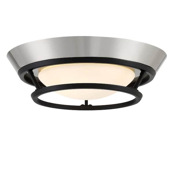 George Kovacs Beam Me Up! 11 in. 1-Light Black and Brushed Nickel LED Flush Mount