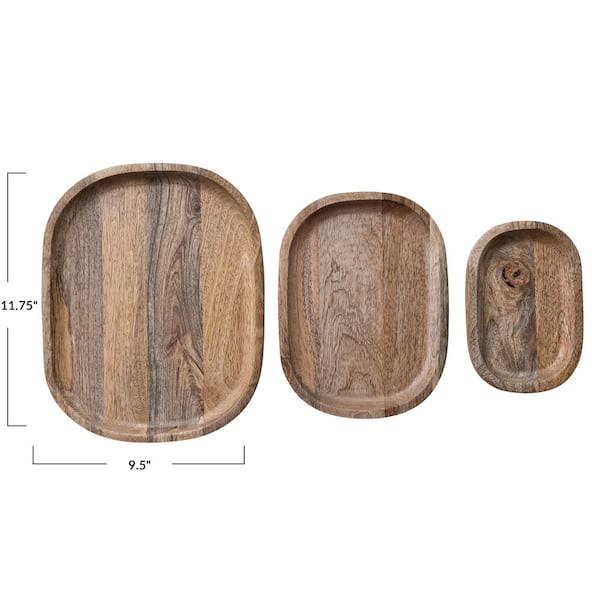 Storied Home 9.5 in. W x 1 in. H x 11.8 in. D Oval Brown Mango
