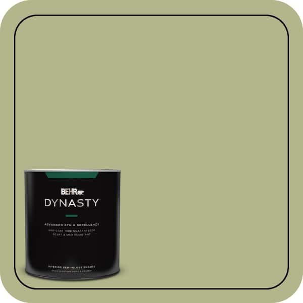 BEHR DYNASTY 1 qt. #M350-4 Sweet Grass One-Coat Hide Semi-Gloss Enamel Interior Stain-Blocking Paint and Primer