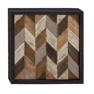 20 in. x 20 in. "Chevron Patterned Tiles" Framed Wooden Wall Art