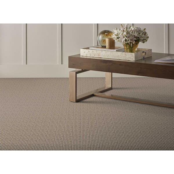 Shenadoah Stripe Flint/Stone Gray 12 ft. 24 oz. Wool Loop Installed Carpet