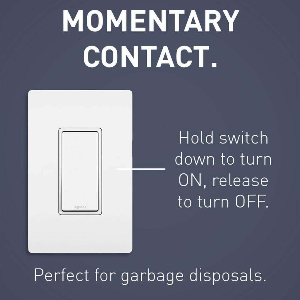 White Thermoplastic Single-Pole Momentary Contact Rocker Switch