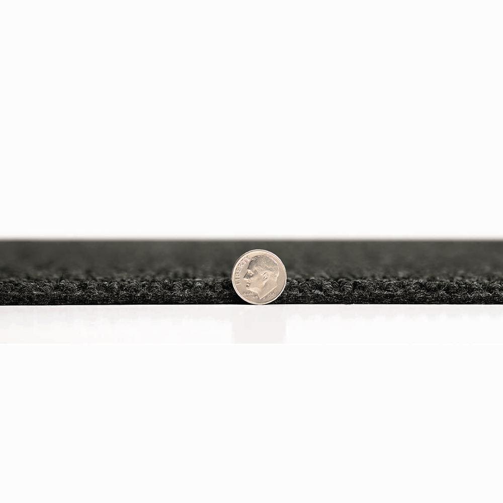 18" Black Polyester Self-Stick Carpet Tiles, 16-Pack