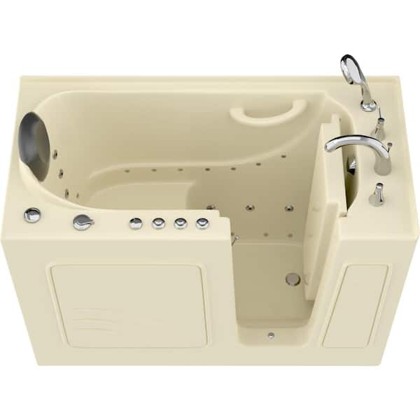 Universal Tubs Safe Premier 53 in. L x 26 in. W Right Drain Walk-in Air and Whirlpool Bathtub in Biscuit