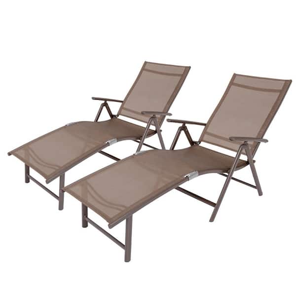 Crestlive Products Brown 2-Piece Metal Outdoor Chaise Lounge