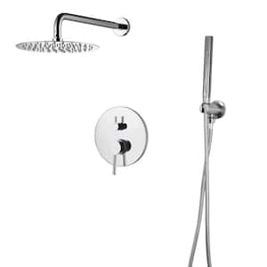 Mackenzie 1-Spray Pattern with 8 in. Round Showerhead Face Diameter Dual Shower System in Polished Chrome