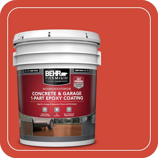 5 gal. #P180-7 Top Tomato Self-Priming 1-Part Epoxy Satin Interior/Exterior Concrete and Garage Floor Paint