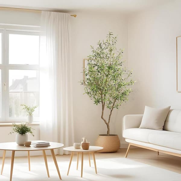 8 ft. Artificial Olive Tree in Pot with Natural Olive Branches and Realistic Leaves