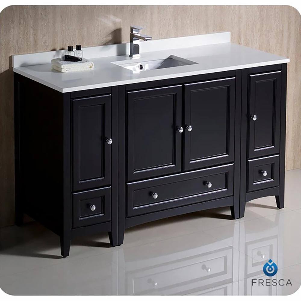 Espresso Oxford 54" Freestanding Bathroom Vanity with Quartz Top