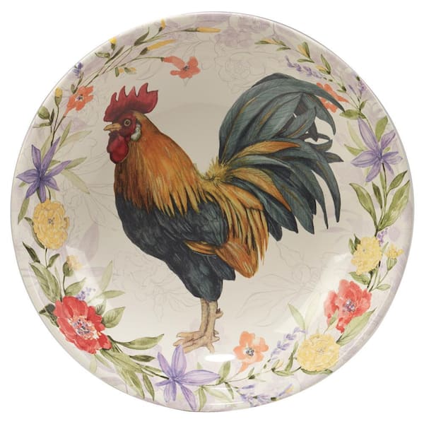 Certified International Floral Rooster 122.70 fl.oz. Assorted Colors Earthenware Pasta Bowl
