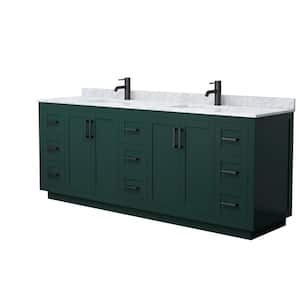 Miranda 84 in. W x 22 in. D x 33.75 in. H Double Bath Vanity in Green with White Carrara Marble Top