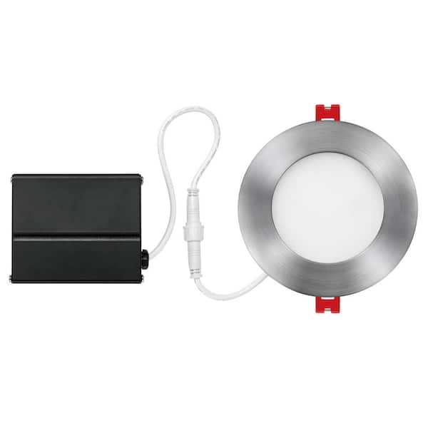 Globe Electric Slimline 4 in. Brushed Nickel Finish Integrated LED Recessed Kit