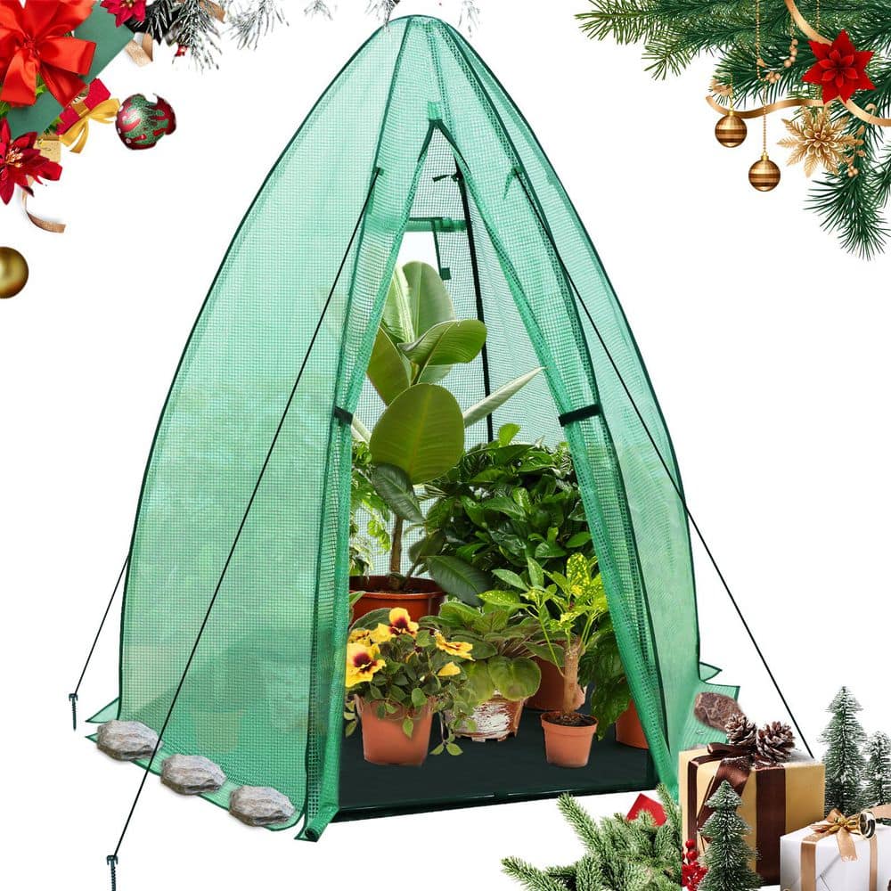 63 in. W x 63 in. D x 72 in. H Mini Hexagon Greenhouse with Green PE Cover, Zipper Door and Mesh Windows, Ground Mat price history on PriceWatchPro